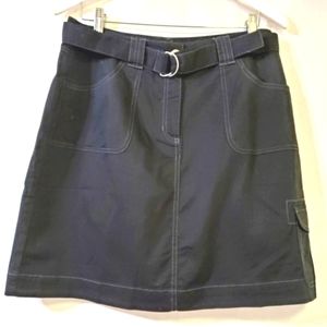 Karen Scott Skort black stretch cargo with silver belt/buttons Women's Sz 10